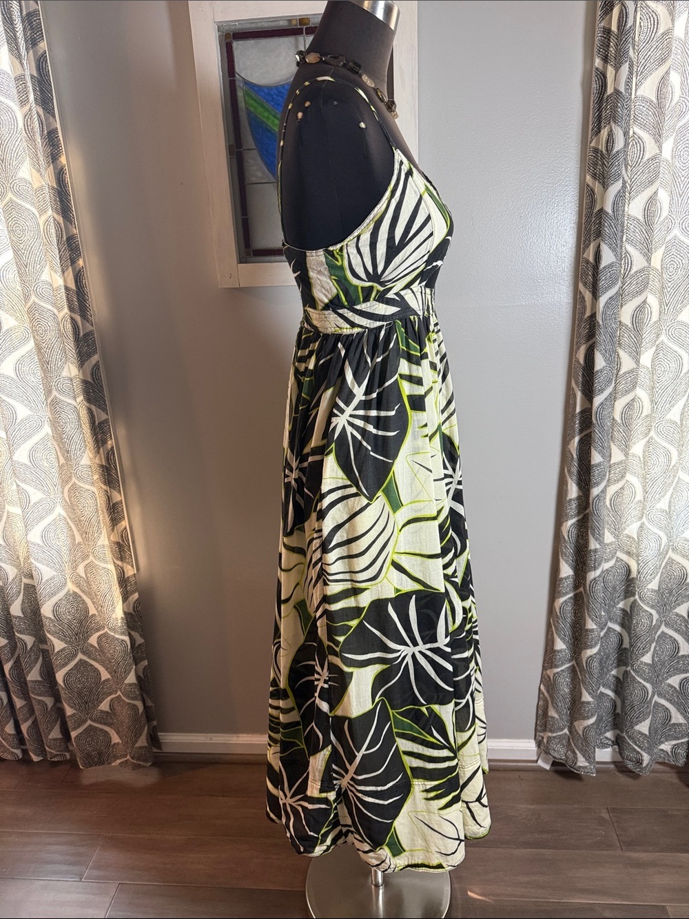 Joie Tropical Leaf Print Cut-Out Maxi Dress - Size 6 - 100% Cotton - Picture 9 of 12